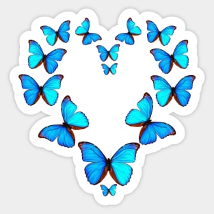 Blue Butterflies Heart Sticker